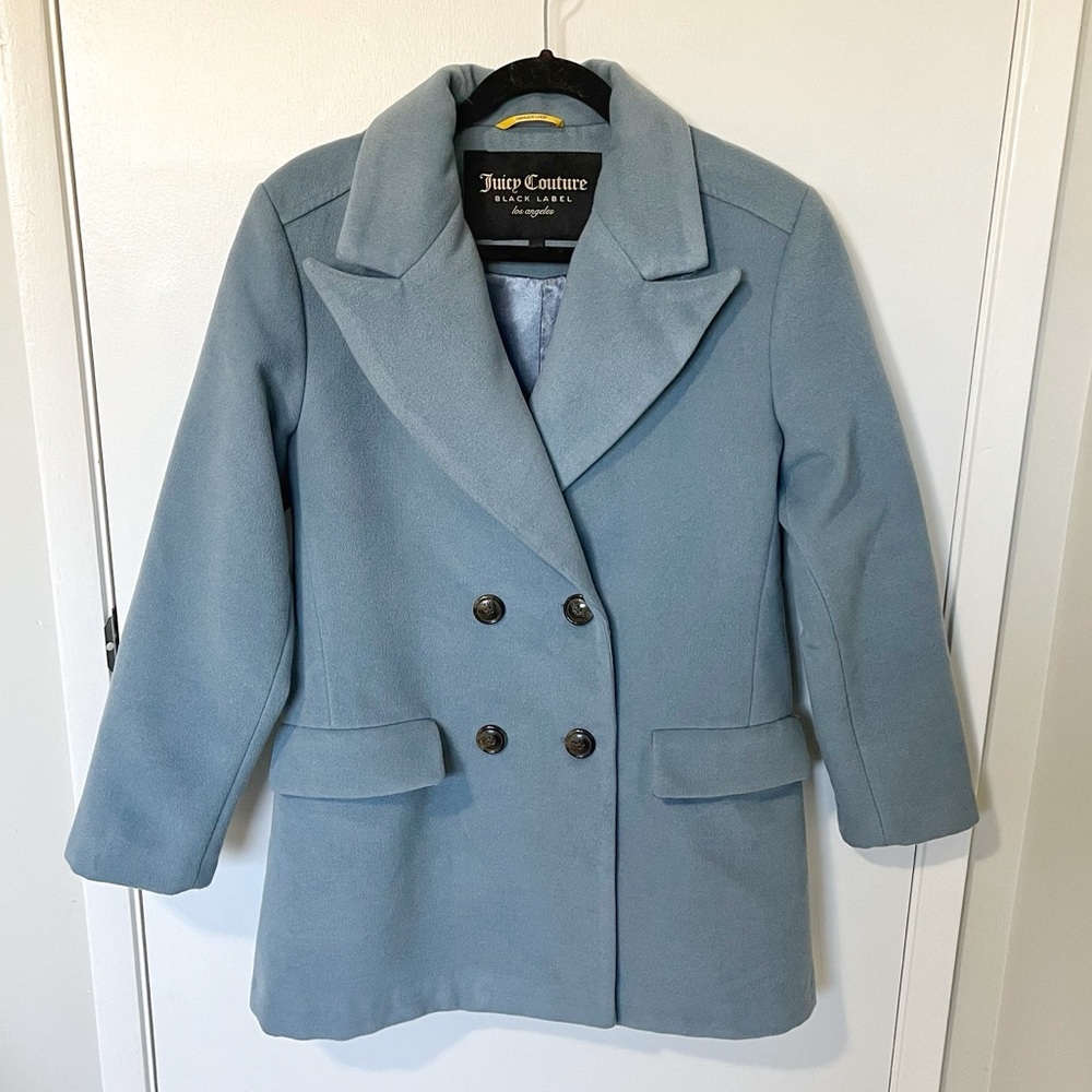 Juicy Couture Black Label Double Breasted Pea Coat Blue size Medium